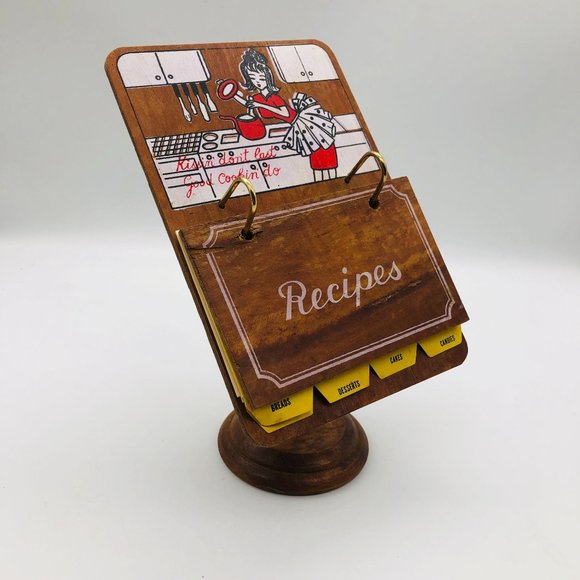 Vintage Kitchen Vintage Himark Mcm Recipe Stand Holder Wood Lectern